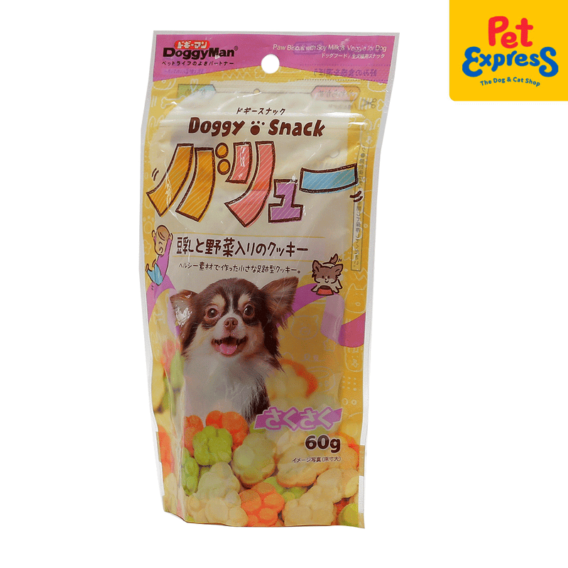 Doggyman Paw Biscuit Milk and Vegetables Dog Treats 60g_side b