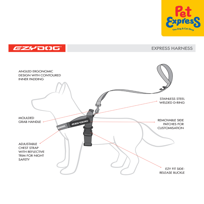 EzyDog Express Dog Harness Large Denim