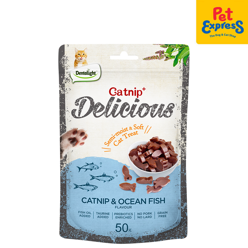 Dentalight Catnip+ Delicious Ocean Fish Cat Treats 50g