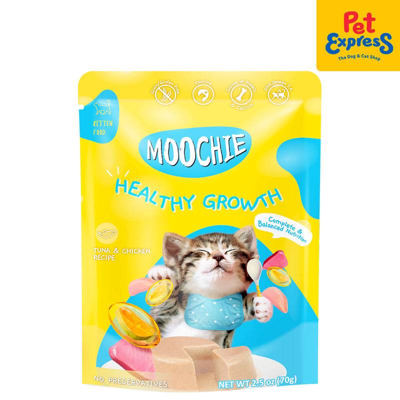 Moochie Kitten Healthy Growth Tuna and Chicken Wet Cat Food 85g (12 pouches)