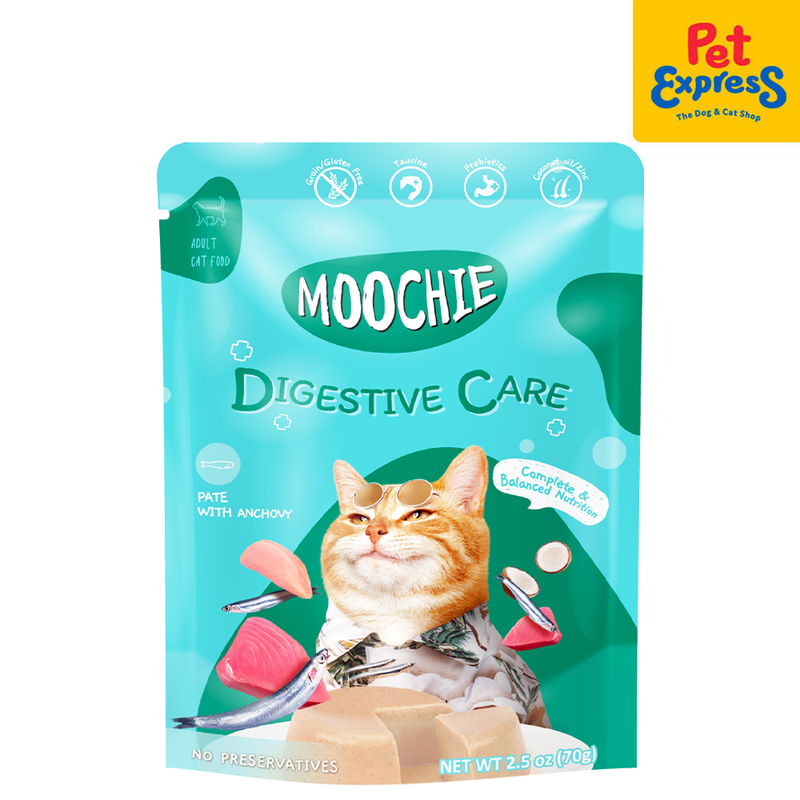 Moochie Adult Digestive Care Pate with Anchovy Wet Cat Food 85g (12 pouches)