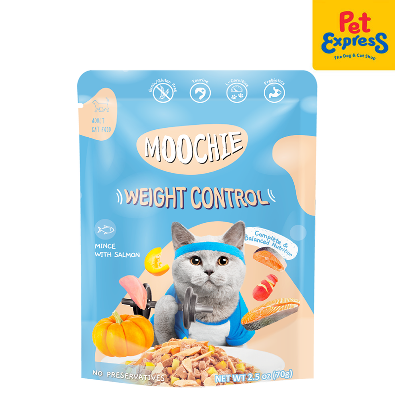 Moochie Adult Weight Control Salmon Wet Cat Food 85g (12 pouches)