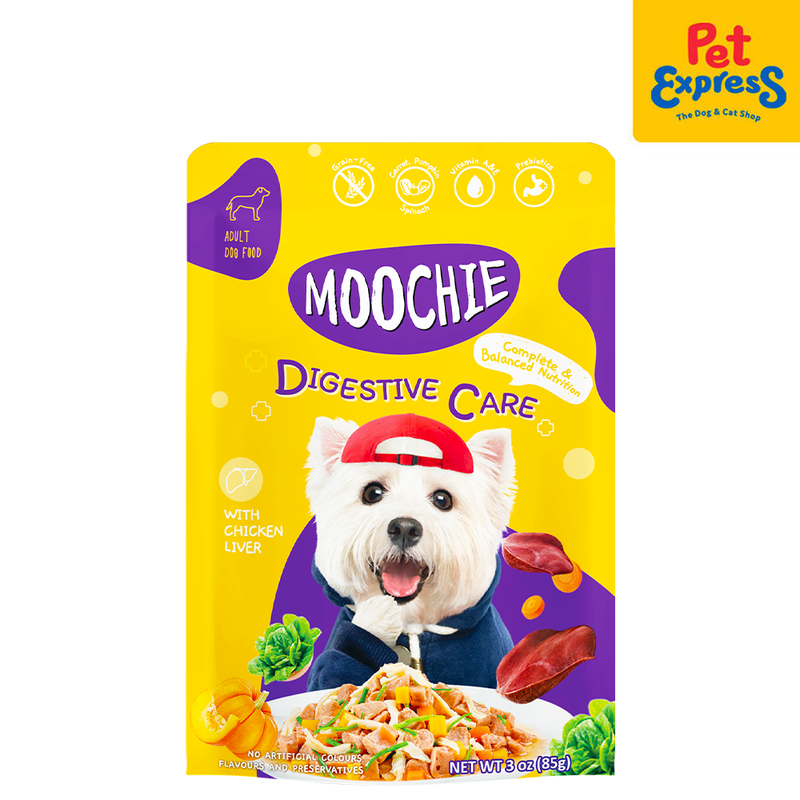 Moochie Adult Small Breed Digestive Care Chicken Liver Wet Dog Food 85g (12 pouches)