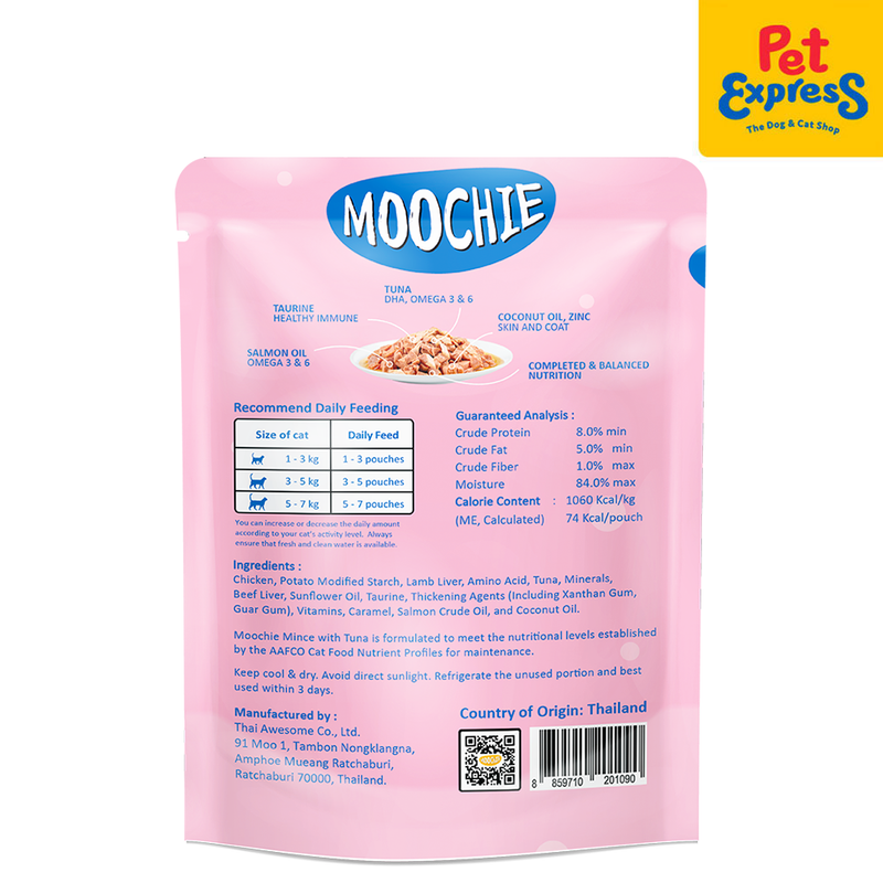Moochie Adult Beauty Skin and Coat Tuna Wet Cat Food 70g (12 pouches)