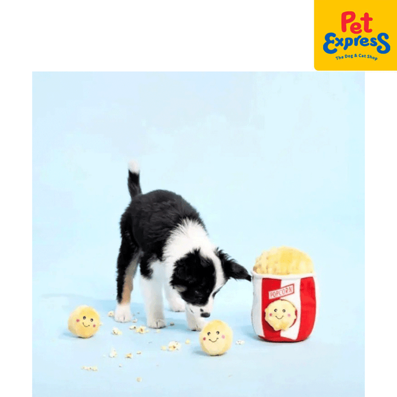 Zippy Paws Burrow Popcorn Bucket Plush Dog Toy