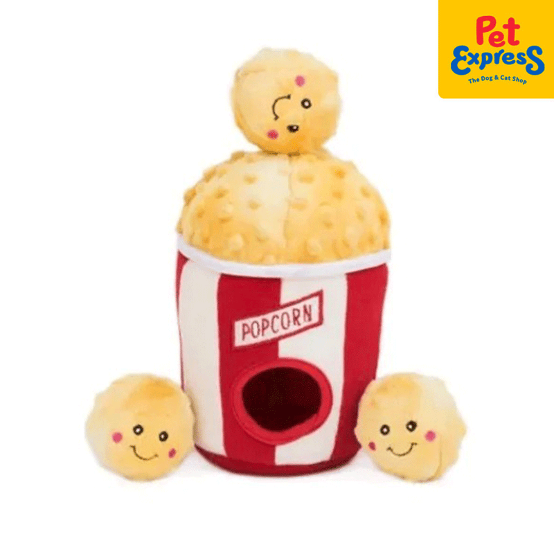 Zippy Paws Burrow Popcorn Bucket Plush Dog Toy