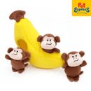 Zippy Paws Burrow Monkey and Banana Plush Dog Toy