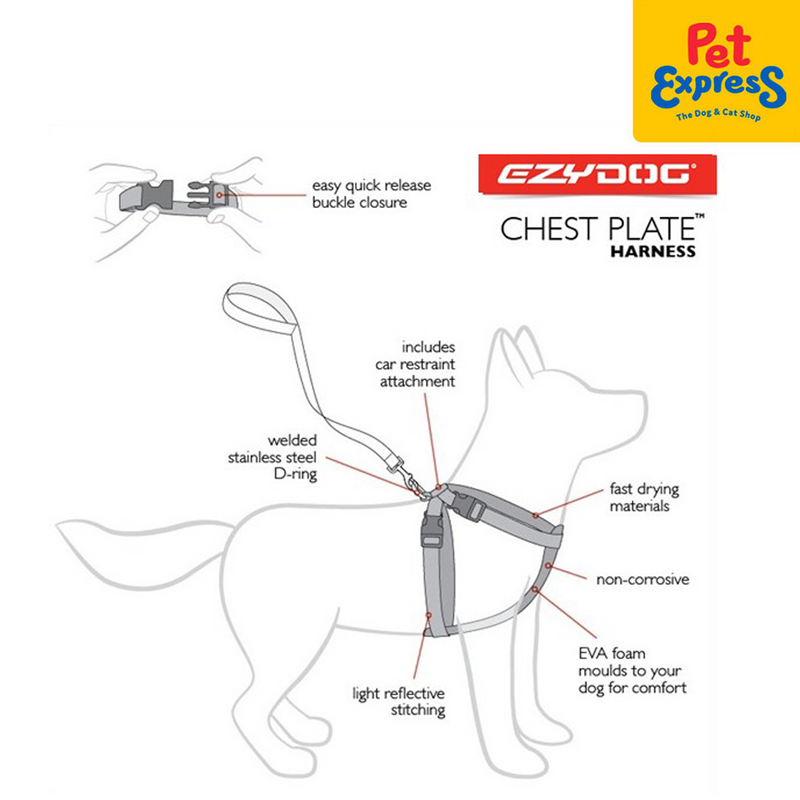 EzyDog Chestplate Dog Harness Large Corduroy