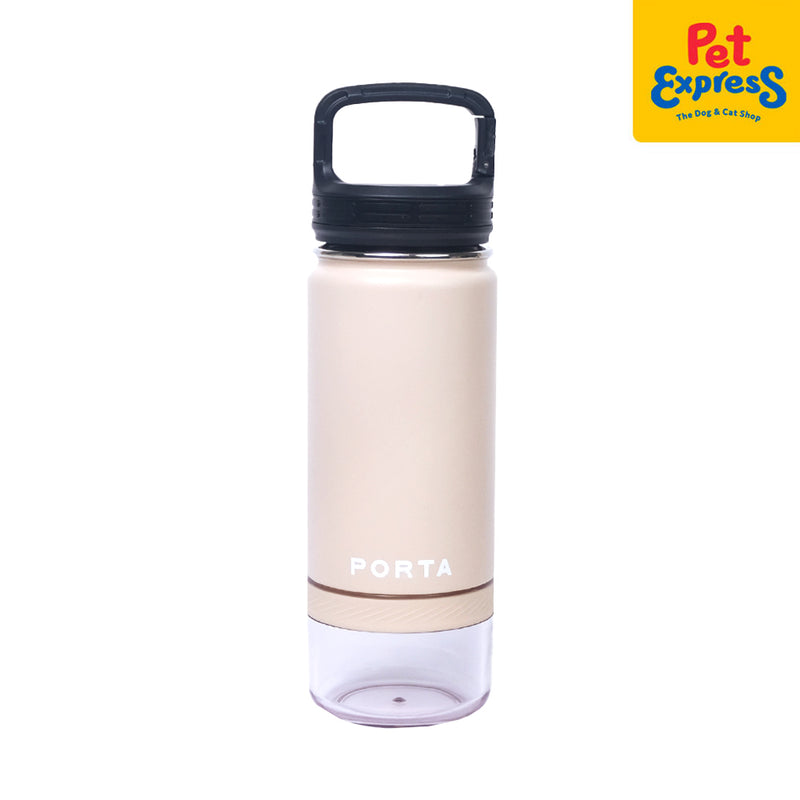 Porta Water Bottle with Detachable Pet Bowl Pet Feeder Sand 16oz