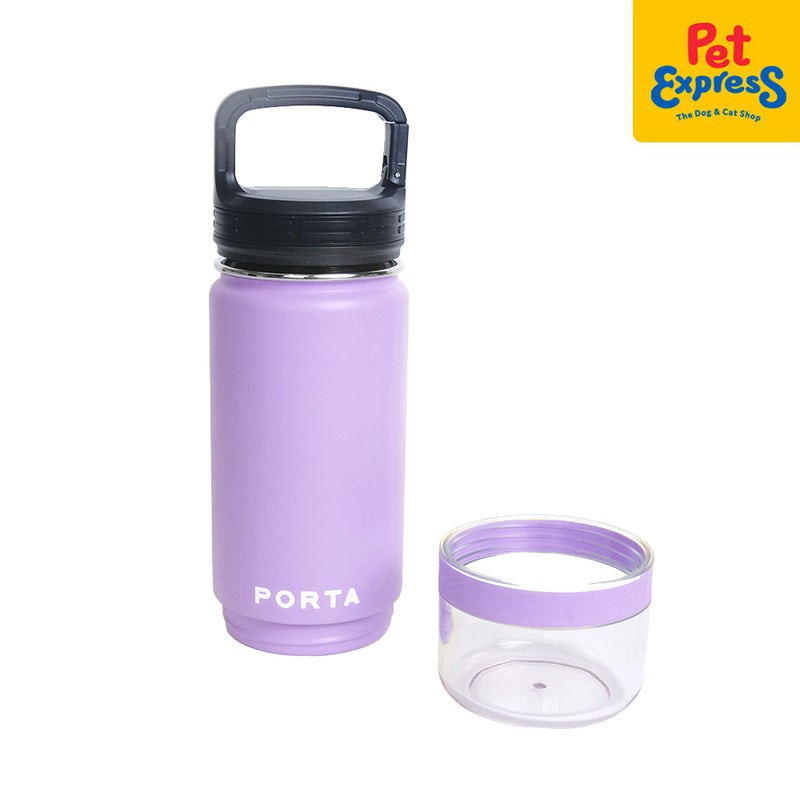 Porta Water Bottle with Detachable Pet Bowl Pet Feeder Lilac 16oz