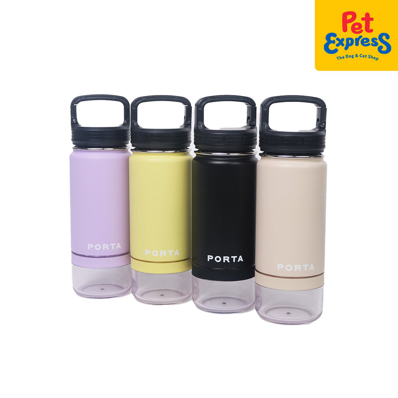 Porta Water Bottle with Detachable Pet Bowl Pet Feeder Lemon Yellow 16oz
