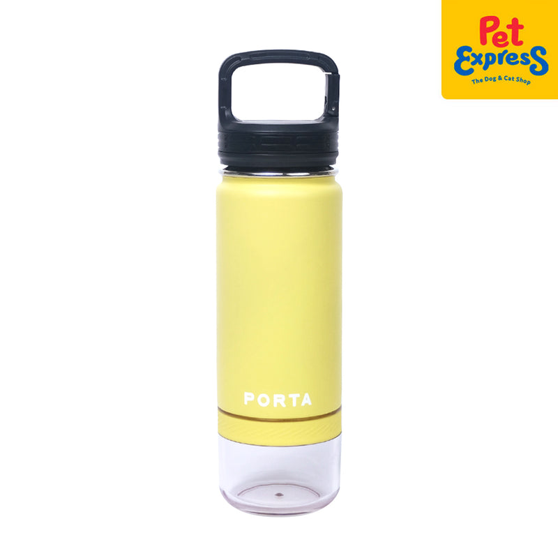 Porta Water Bottle with Detachable Pet Bowl Pet Feeder Lemon Yellow 16oz