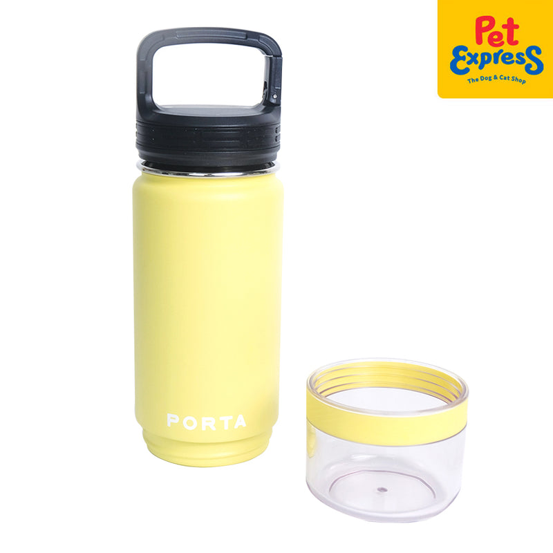 Porta Water Bottle with Detachable Pet Bowl Pet Feeder Lemon Yellow 16oz