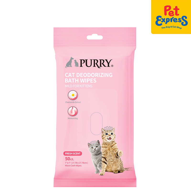Purry Fresh Scent Cat Deodorizing Bath Wipes 50s