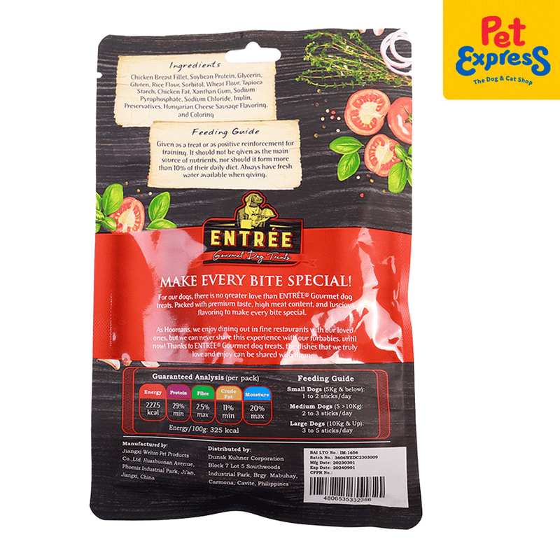 Entrée Gourmet Hungarian Cheese Sausage Dog Treats 70g