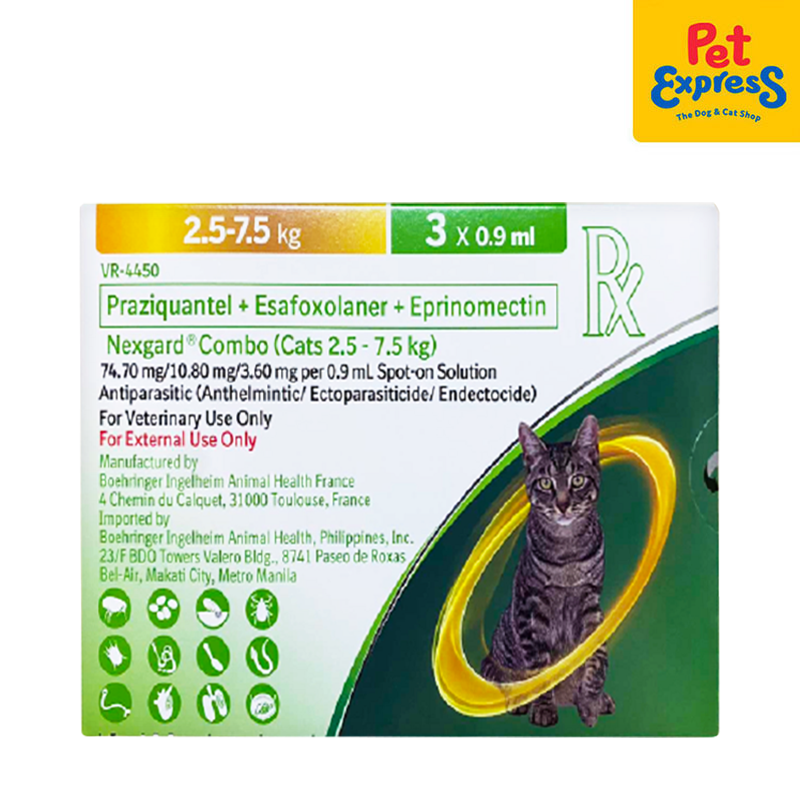 NexGard Combo Spot on for Cats 2.5 - 7.5kg (3 pipets)
