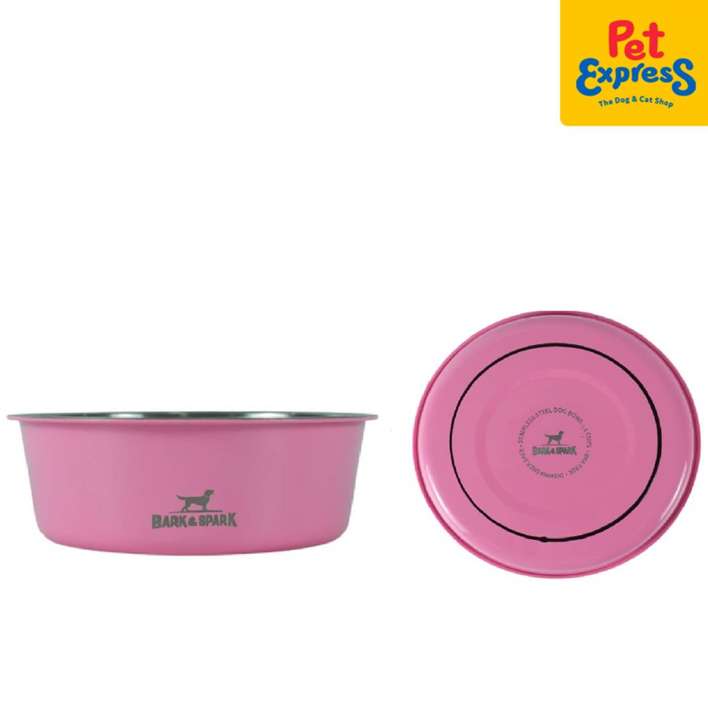 Bark and Spark Ordinary Stainless Steel Dog Bowl Pink 32oz