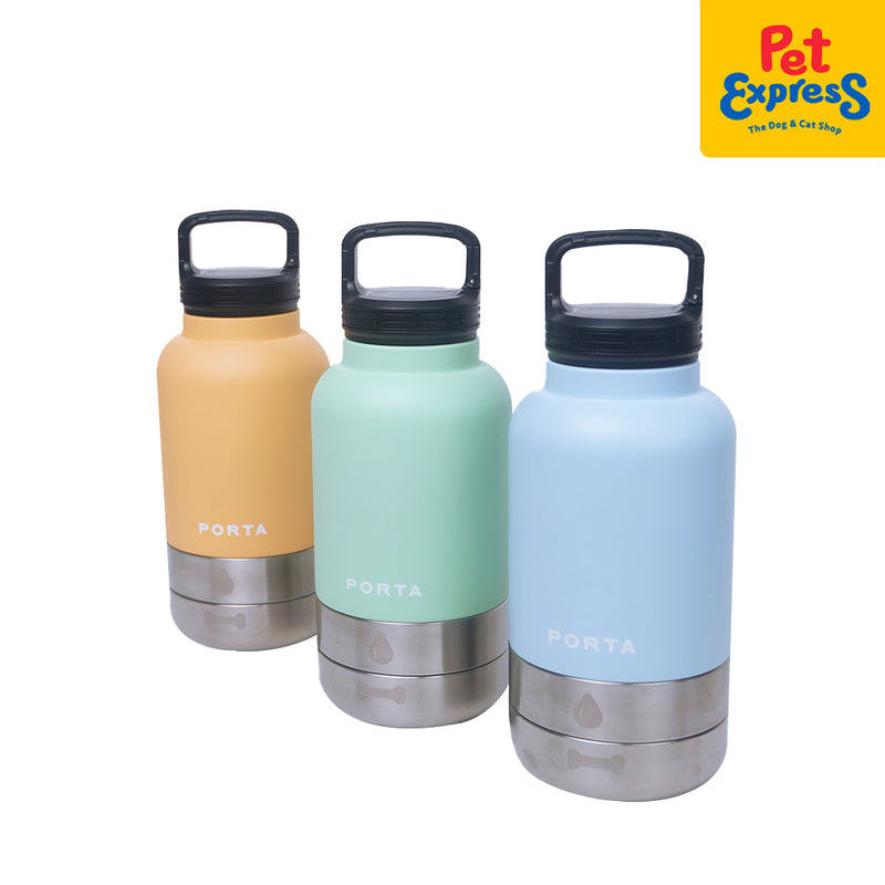 Porta Water Bottle with Detachable Pet Bowls Pet Feeder Seafoam 32oz
