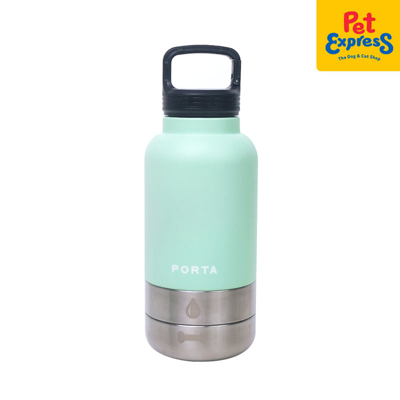 Porta Water Bottle with Detachable Pet Bowls Pet Feeder Seafoam 32oz