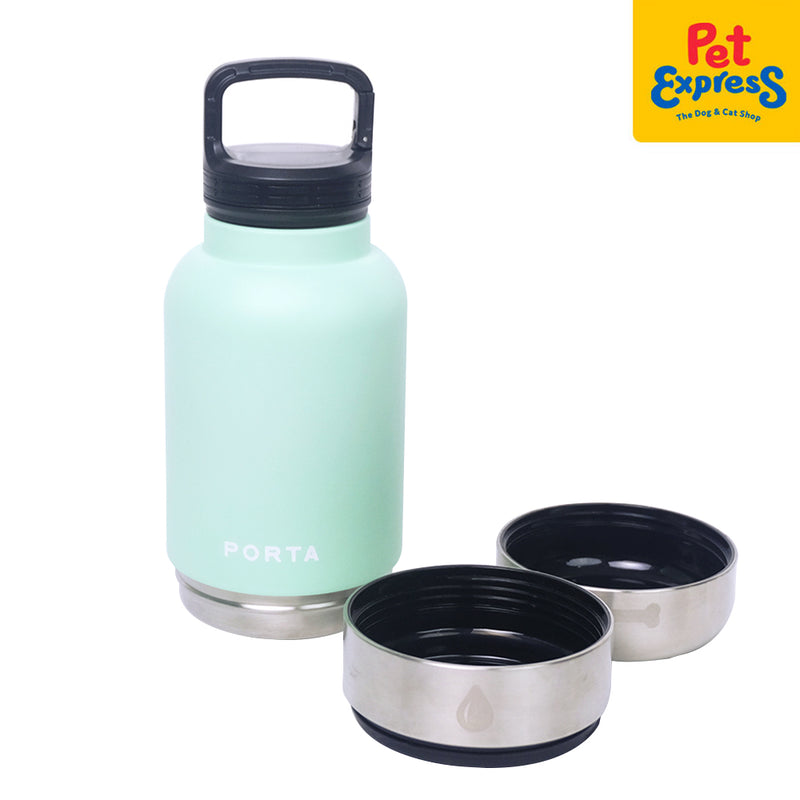 Porta Water Bottle with Detachable Pet Bowls Pet Feeder Seafoam 32oz