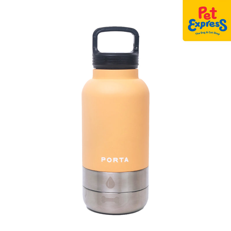 Porta Water Bottle with Detachable Pet Bowls Pet Feeder Creamsicle 32oz