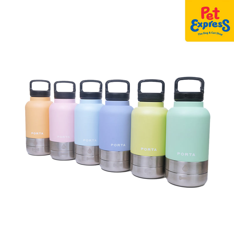 Porta Water Bottle with Detachable Pet Bowls Pet Feeder Ice Blue 32oz