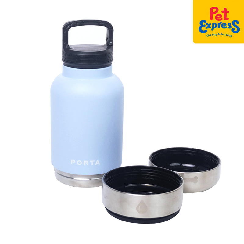Porta Water Bottle with Detachable Pet Bowls Pet Feeder Ice Blue 32oz