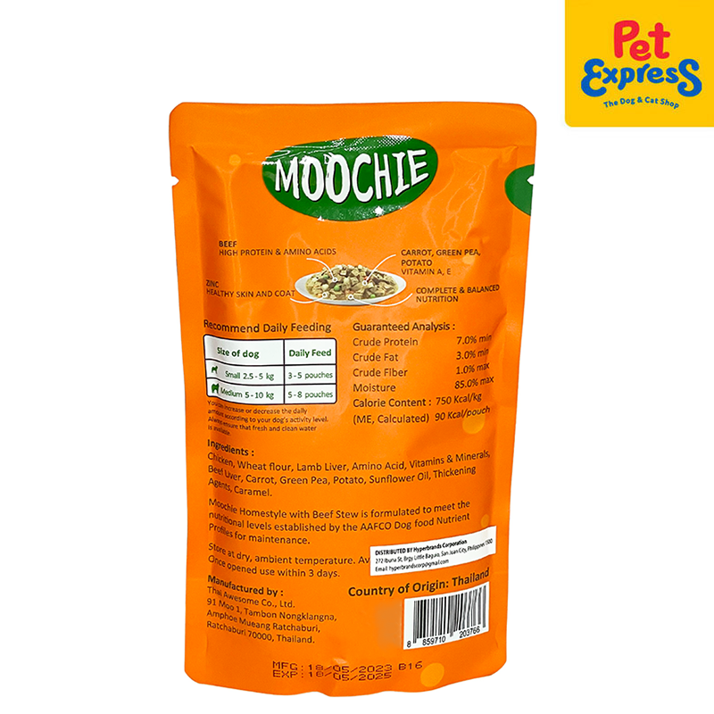 Moochie Ramo Moochie Adult Homestyle Beef Stew Wet Dog Food 120g (12 pouches) – Pet ...