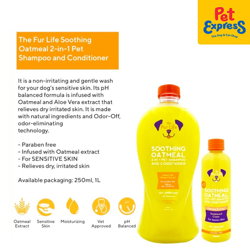 The Fur Life Soothing Oatmeal 2-in-1 Pet Shampoo and Conditioner 250ml