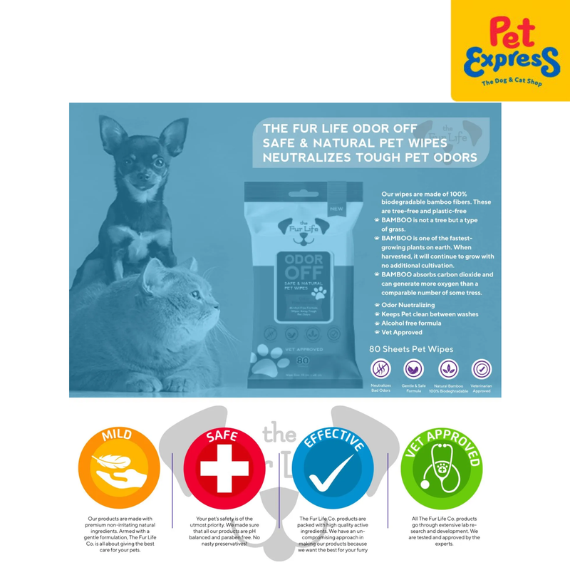 The Fur Life Odor Off Pet Wipes 80s
