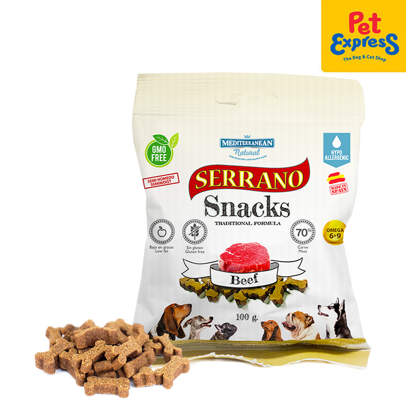 Mediterranean Natural Serrano Snacks Beef Dog Treats 100g