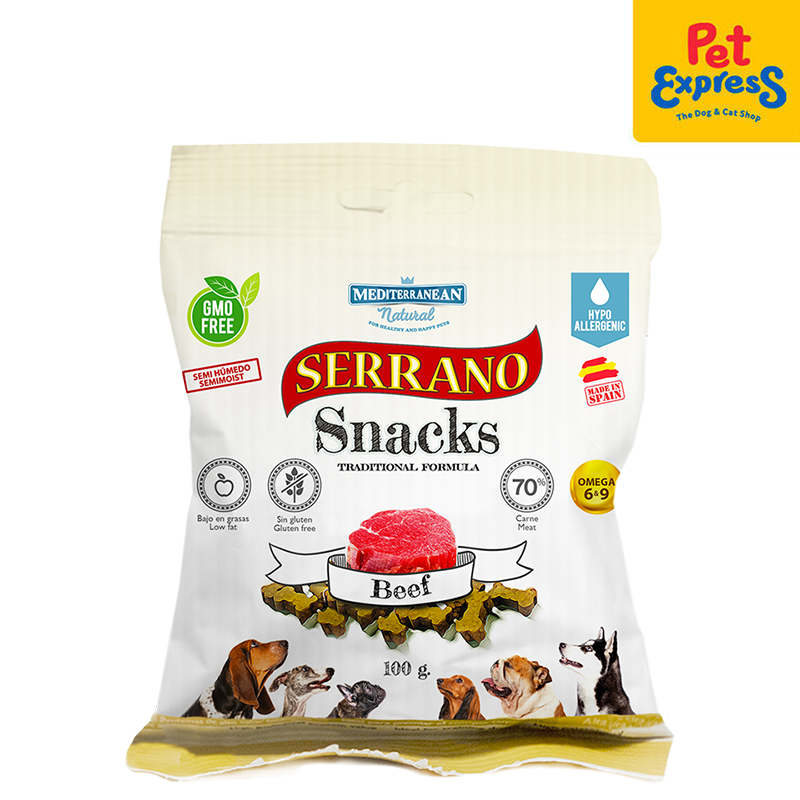 Mediterranean Natural Serrano Snacks Beef Dog Treats 100g