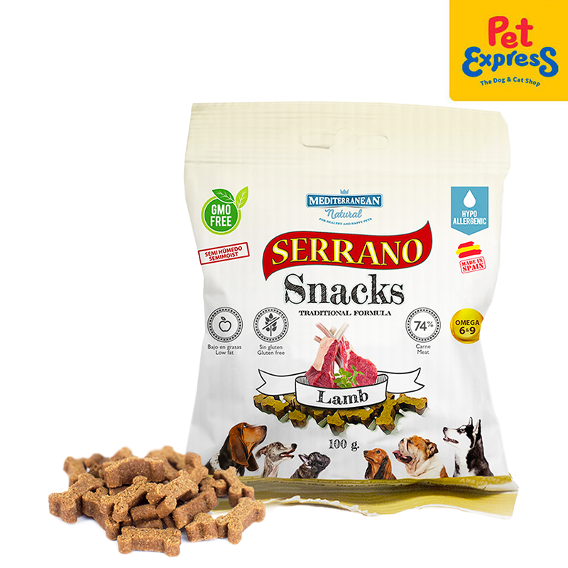 Mediterranean Natural Serrano Snacks Lamb Dog Treats 100g