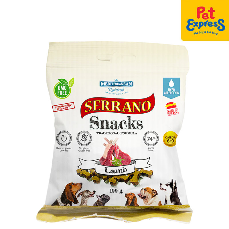 Mediterranean Natural Serrano Snacks Lamb Dog Treats 100g