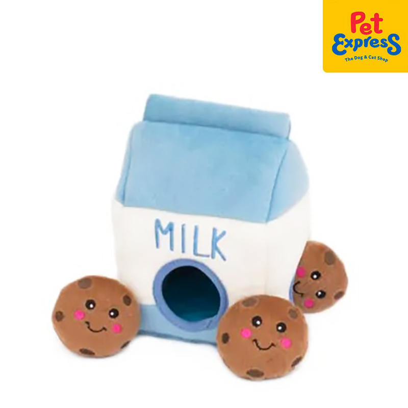 Zippy Paws Burrow Milk and Cookies Plush Dog Toy