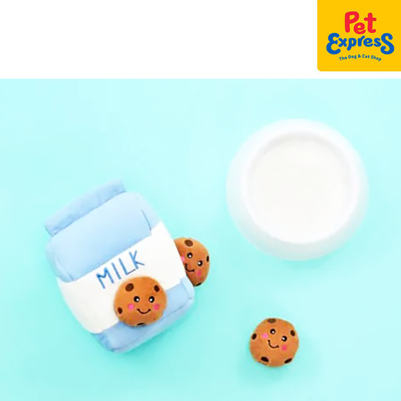 Zippy Paws Burrow Milk and Cookies Plush Dog Toy