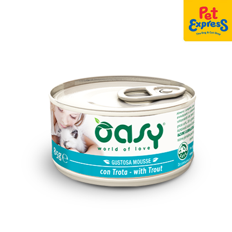 Oasy Tasty Mousse with Trout Wet Cat Food 85g (6 cans)