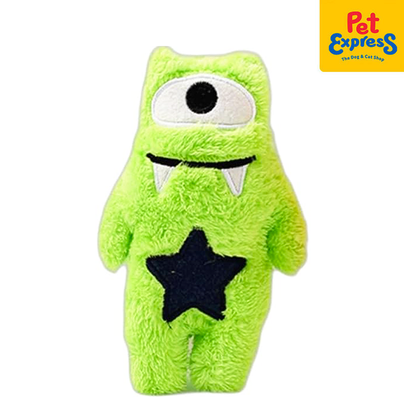 Approved Plush Green Monster with Star Dog Toy