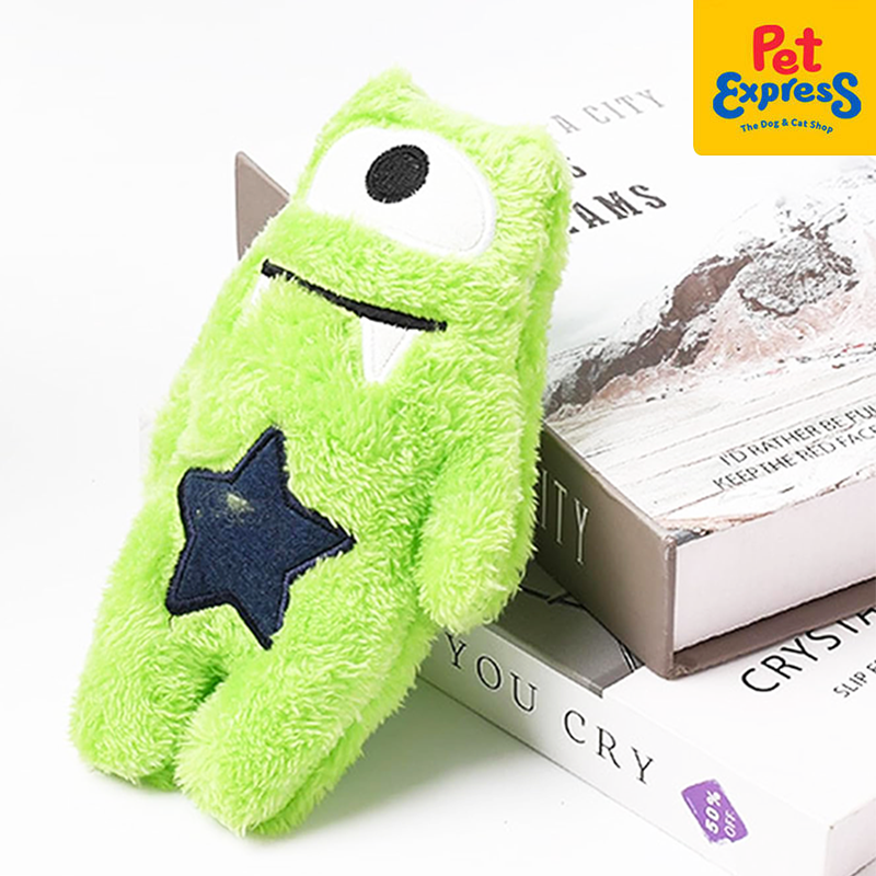 Approved Plush Green Monster with Star Dog Toy
