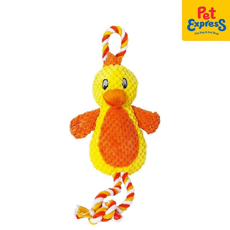 Approved Plush Yellow Bird with Rope Dog Toy