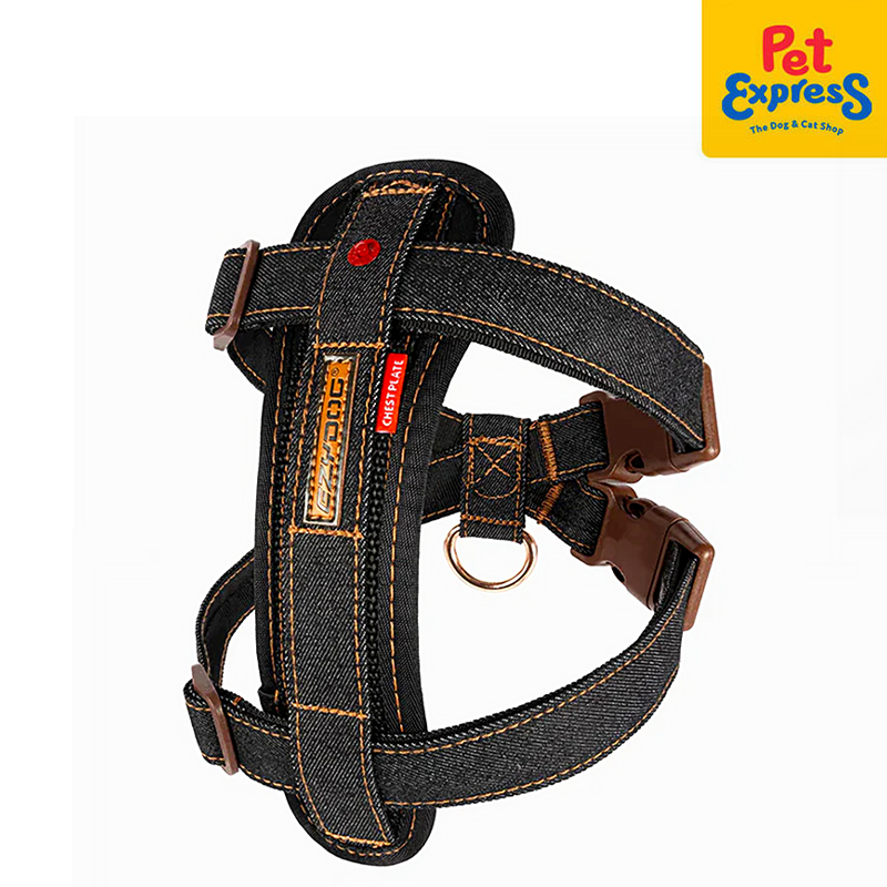 EzyDog Chest Plate Dog Harness Extra Large Black Denim
