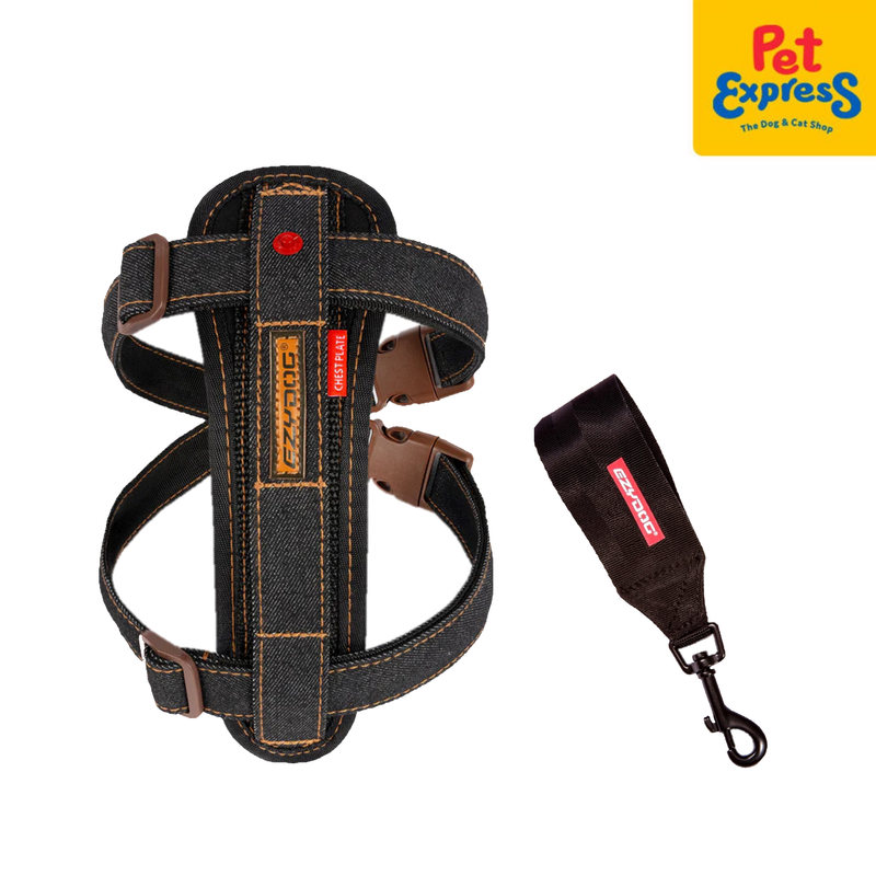 EzyDog Chest Plate Dog Harness Extra Large Black Denim