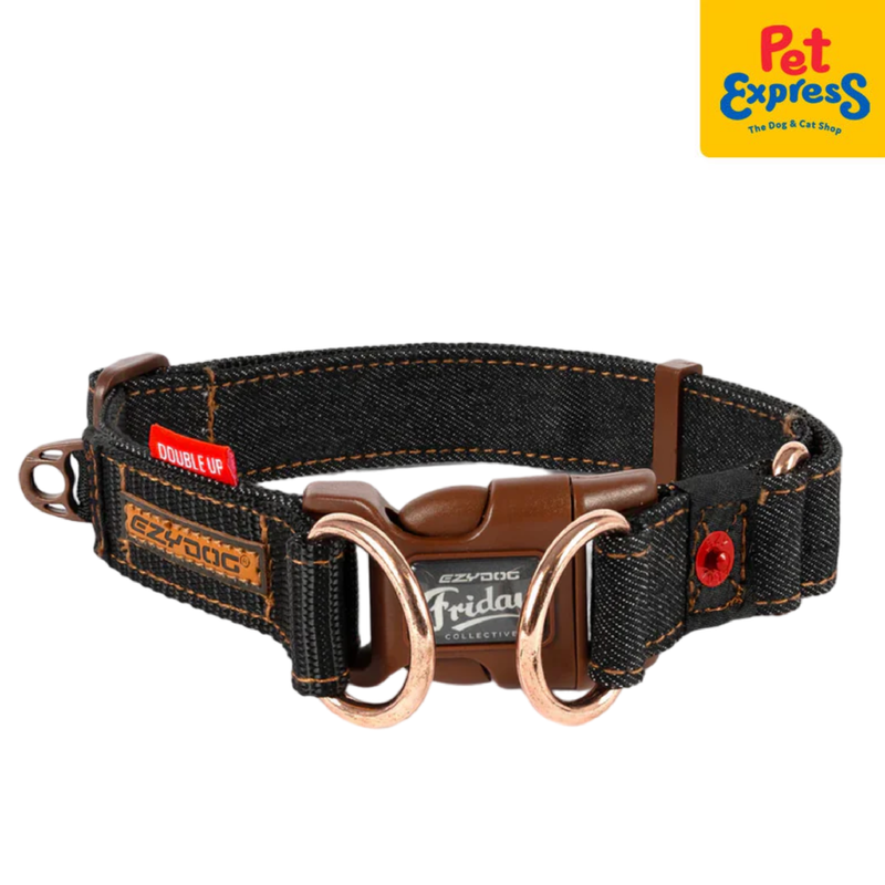 EzyDog Double Up Dog Collar Medium Black Denim