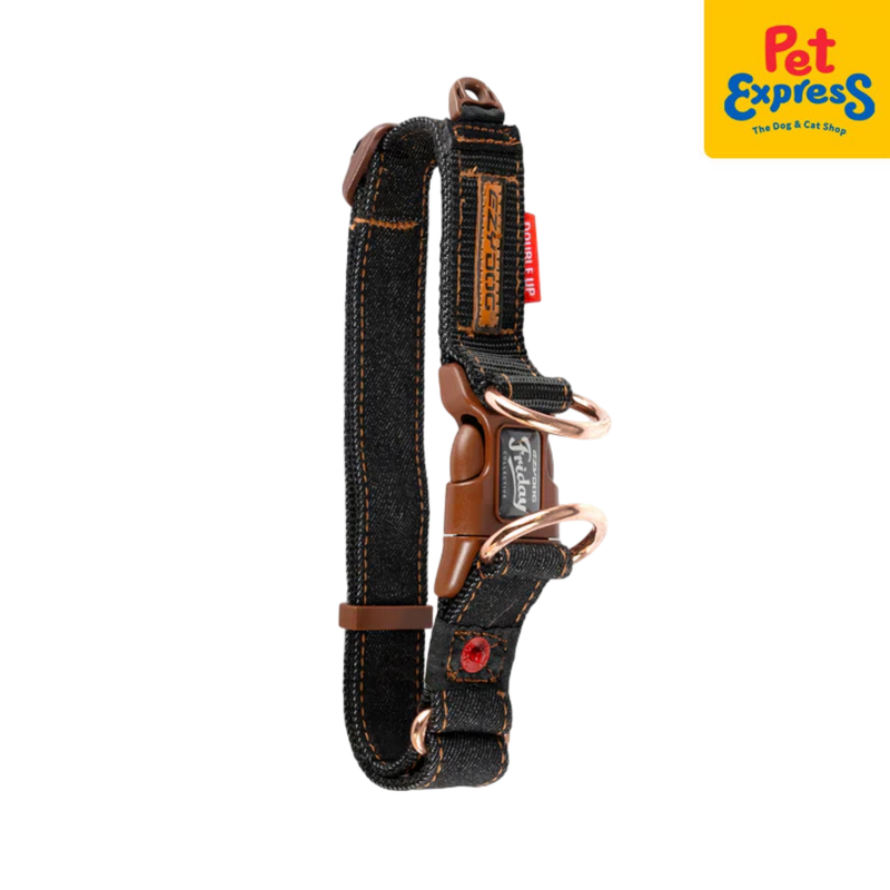 EzyDog Double Up Dog Collar Large Black Denim