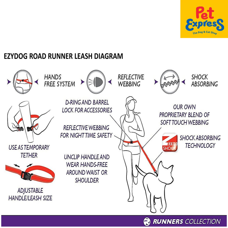 EzyDog Road Runner Dog Leash Black Denim