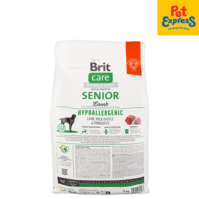 Brit Care Hypoallergenic Senior Lamb Dry Dog Food 3kg