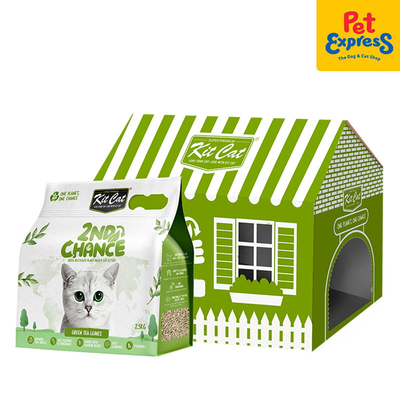 Kit Cat 2nd Chance Plant-Based Green Tea Leaves Cat Litter 2.5kg