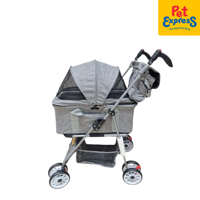 Pet Pals Separated Basket Pet Stroller Grey