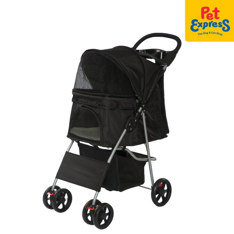 Pet Pals 4 Wheel Pet Stroller Black Silver