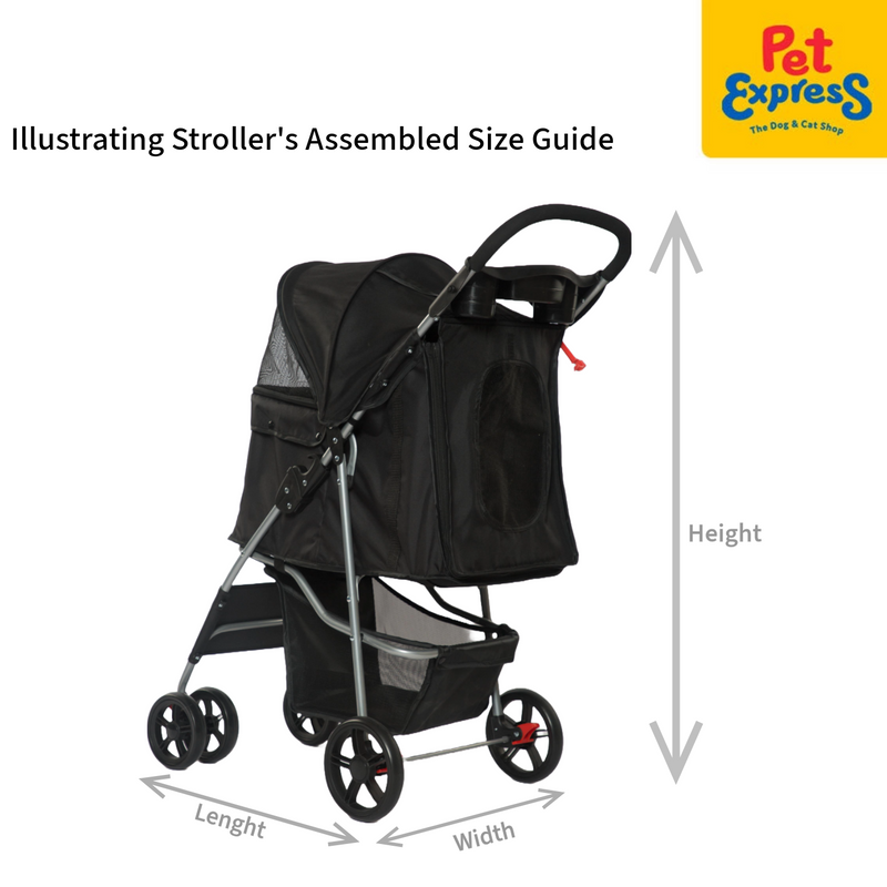 Pet Pals 4 Wheel Pet Stroller Black Silver